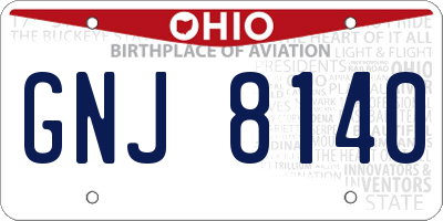 OH license plate GNJ8140