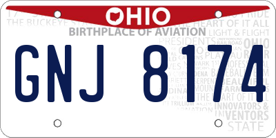 OH license plate GNJ8174