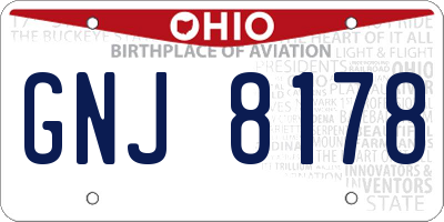 OH license plate GNJ8178