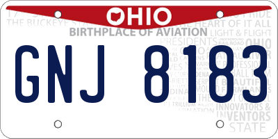 OH license plate GNJ8183