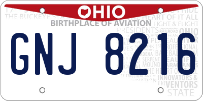 OH license plate GNJ8216