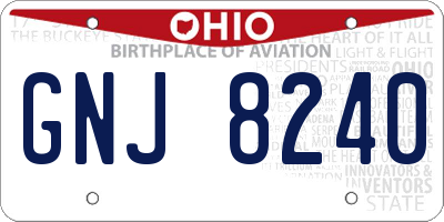 OH license plate GNJ8240