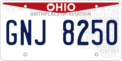 OH license plate GNJ8250