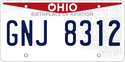 OH license plate GNJ8312