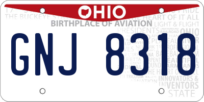 OH license plate GNJ8318