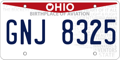 OH license plate GNJ8325