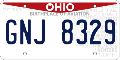 OH license plate GNJ8329