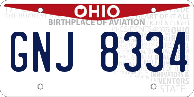 OH license plate GNJ8334