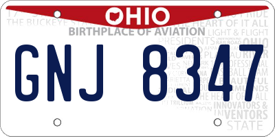 OH license plate GNJ8347