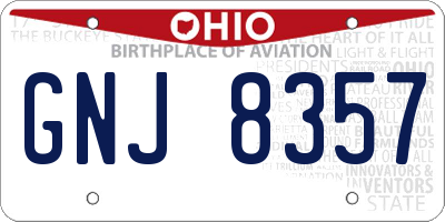 OH license plate GNJ8357