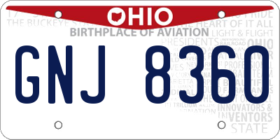 OH license plate GNJ8360