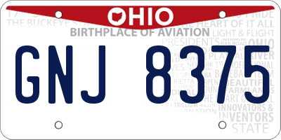 OH license plate GNJ8375