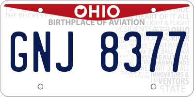 OH license plate GNJ8377