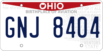 OH license plate GNJ8404