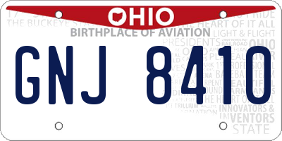 OH license plate GNJ8410