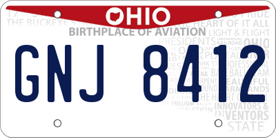 OH license plate GNJ8412
