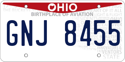 OH license plate GNJ8455