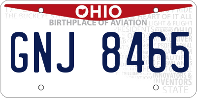 OH license plate GNJ8465