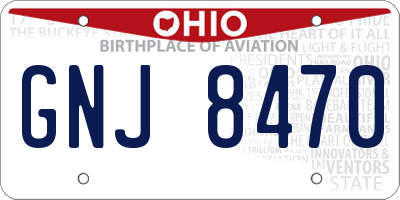 OH license plate GNJ8470