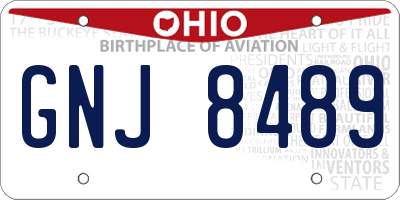 OH license plate GNJ8489