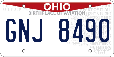 OH license plate GNJ8490