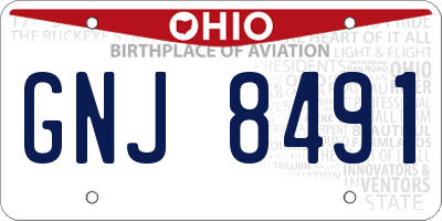OH license plate GNJ8491