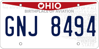 OH license plate GNJ8494