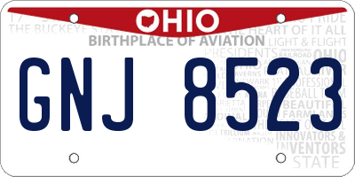 OH license plate GNJ8523