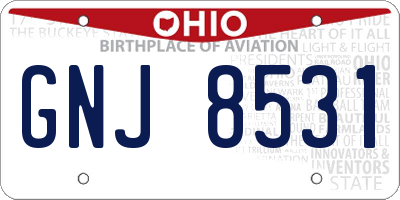 OH license plate GNJ8531