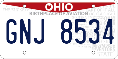 OH license plate GNJ8534