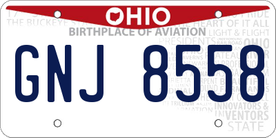 OH license plate GNJ8558