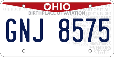 OH license plate GNJ8575