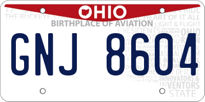OH license plate GNJ8604
