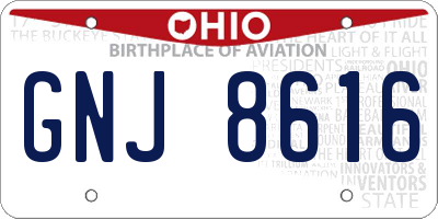 OH license plate GNJ8616