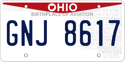 OH license plate GNJ8617