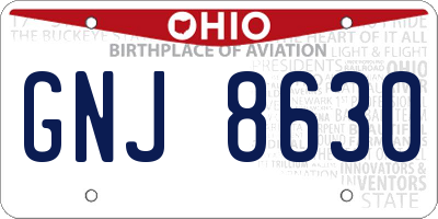 OH license plate GNJ8630