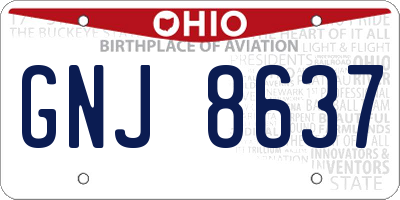 OH license plate GNJ8637