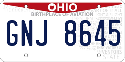 OH license plate GNJ8645