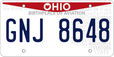 OH license plate GNJ8648