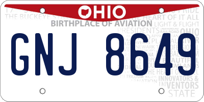 OH license plate GNJ8649