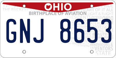 OH license plate GNJ8653