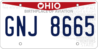 OH license plate GNJ8665