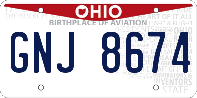 OH license plate GNJ8674