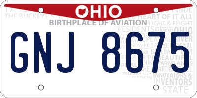 OH license plate GNJ8675