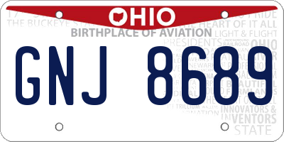 OH license plate GNJ8689