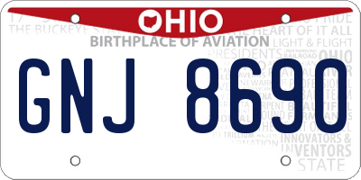OH license plate GNJ8690