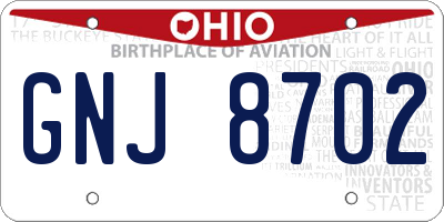 OH license plate GNJ8702