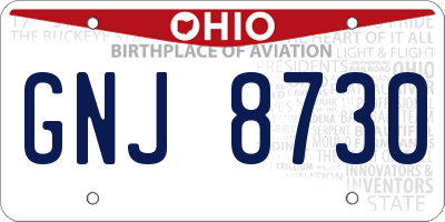 OH license plate GNJ8730