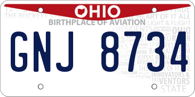 OH license plate GNJ8734
