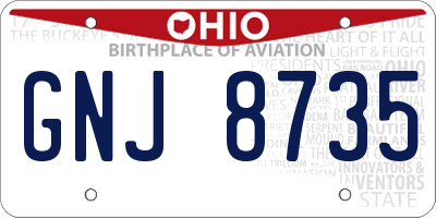 OH license plate GNJ8735